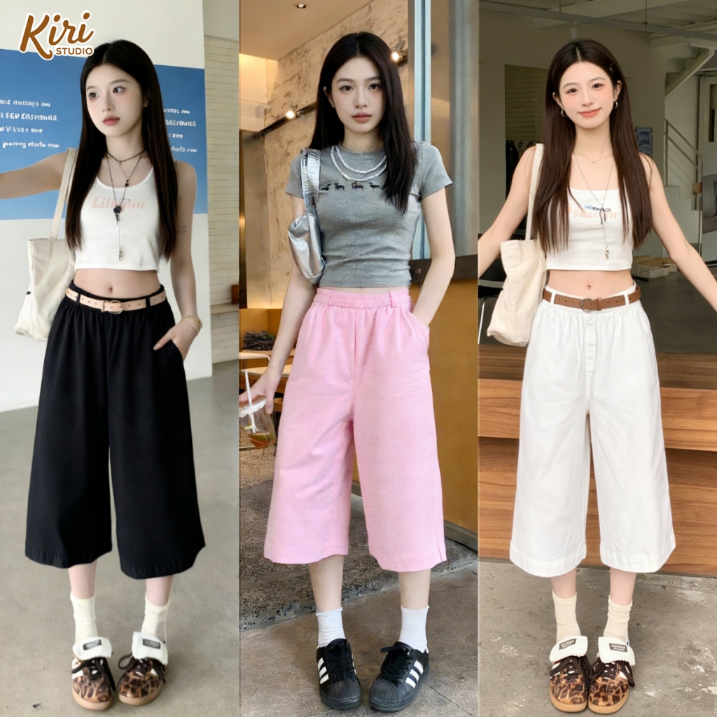 3สี กางเกงผู้หญิง กางเกงยีนส์7ส่วน ทรงหลวม ใส่ไปทำงาน สไตล์วินเทจ#101238