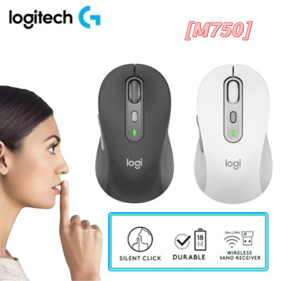 เมาส์ไร้สายเงียบ Logitech SIGNATURE M750 | สมาร์ทวีล | หลายอุปกรณ์สําหรับ Windows/macOS | แบล็คแอนด์ไวท์