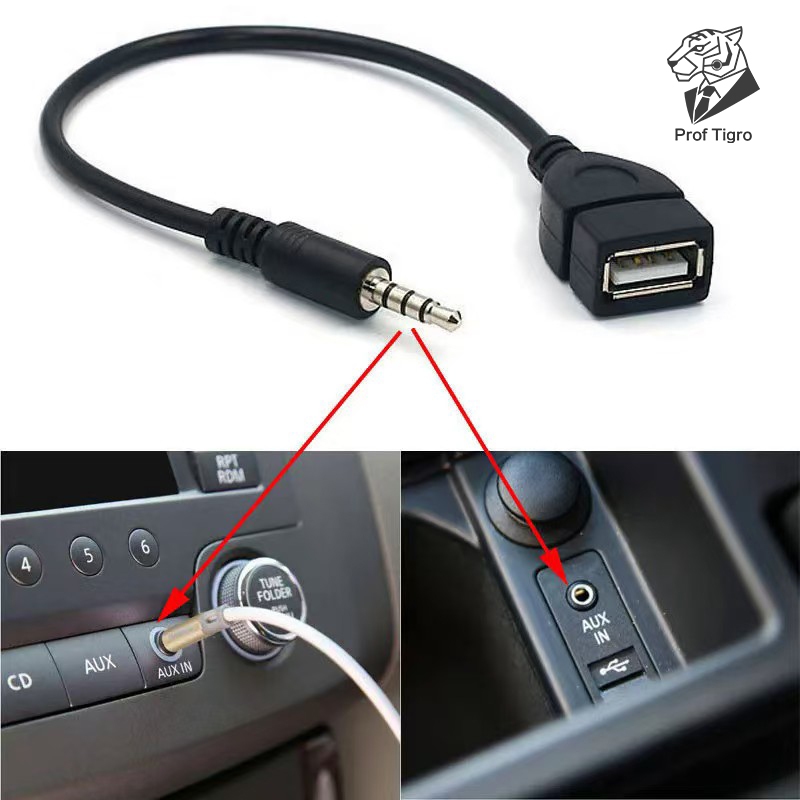 {Prof Tigro}3.5 มม.ชายเป็น USB A หญิงแปลงเสียงชาย AUX เป็น USB Type A หญิง OTG อะแดปเตอร์แปลงสายเคเบิล