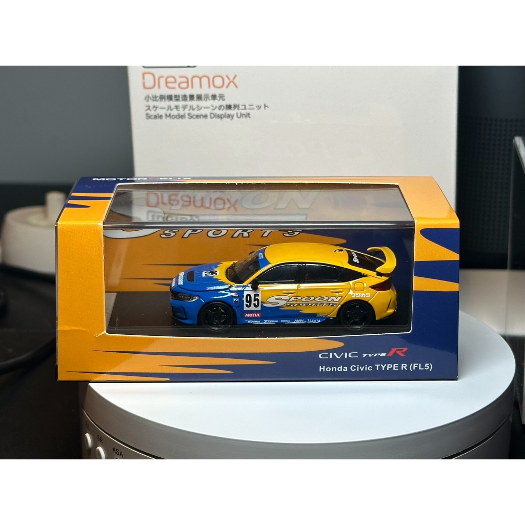MotorHelix 1/64 本田牙Civic Type R FL5 Spoon黄蓝装模合金车