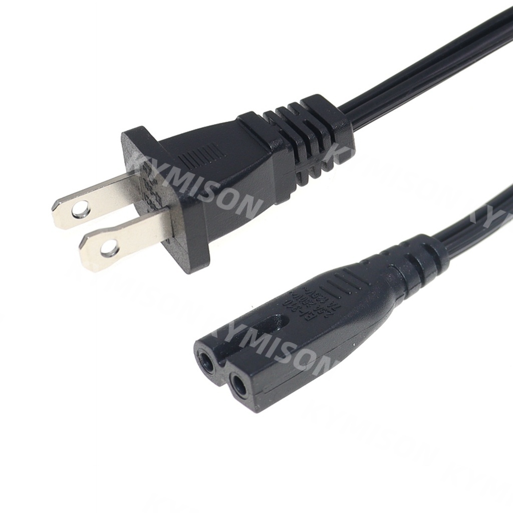 Universal 2 สล็อตโพลาไรซ์รูป 8 อะแดปเตอร์ AC สายไฟ 18AWG NEMA 1-15P ถึง IEC320 C7 สายไฟ 1.8M 6FT