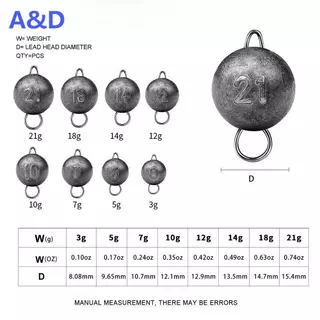 A&D 10PCS ตะกั่วหัวจิ๊ก ตะกั่วห่วง ตะกั๋วเท็กซัส ตะกั่วหนอนยาง Cheb_rig 3/5/7/10/14 กรัม