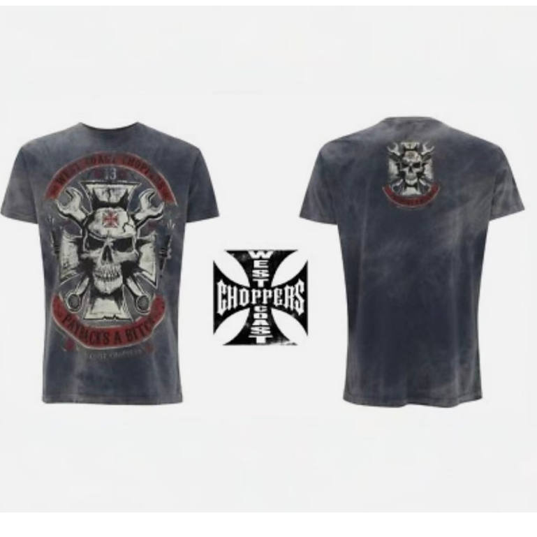 High Street สไตล์WCC West Coast Choppers 26SS เสื้อยืด – Washed & Faded Mechanic Blue Vintage West C