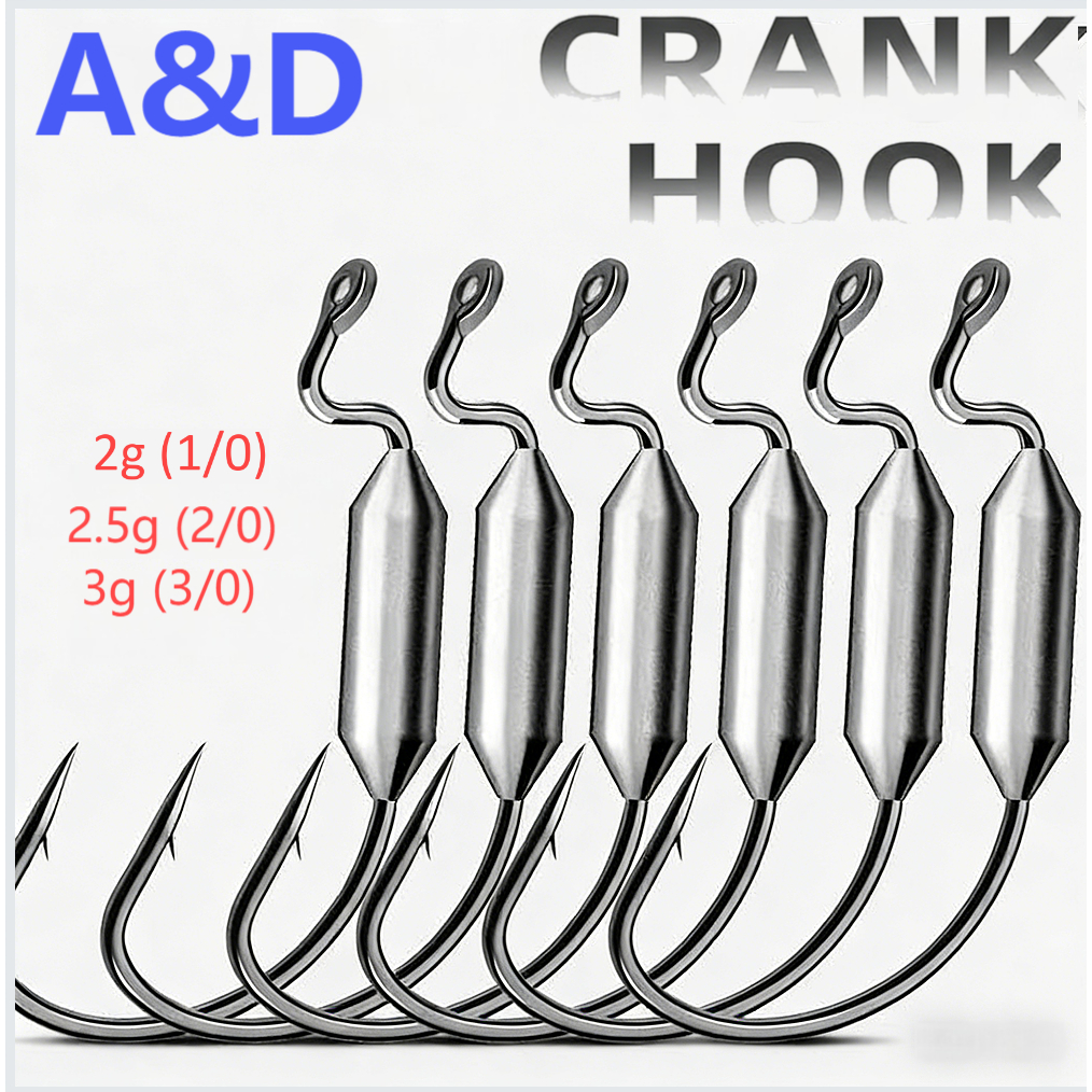 A&D 5pcs ตะขอตกปลา 2g/2.5g/3g ตะขอตกปลาน ้ ําหนัก Bass Hooks Soft Lure Worm Hooks สําหรับน ้ ําจืด