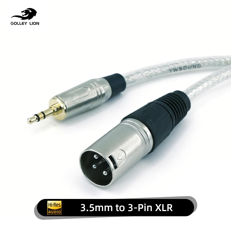 GOLLEY LION XLR 3Pin ถึง 3.5 มม.สายต่อ Aux, 1/8 แจ็คสเตอริโอ XLR ชายสายแปลงสําหรับโทรศัพท์ PC เครื่องขยายเสียง Mixer