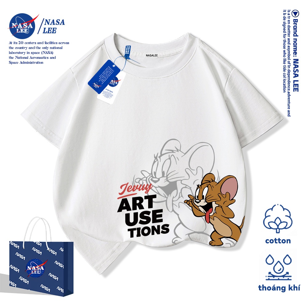 2026 สินค้าใหม่! เสื้อยืดแขนสั้นเด็ก NASA สบายและนุ่ม ผ้าฝ้ายแท้ 100% เหมาะสำหรับเด็กชาย