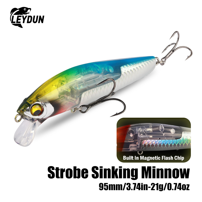 LEYDUN เหยื่อตกปลารุ่น Minnow ขนาด 95 มม. หนัก 21 กรัม สำหรับการตกปลาแบบจม