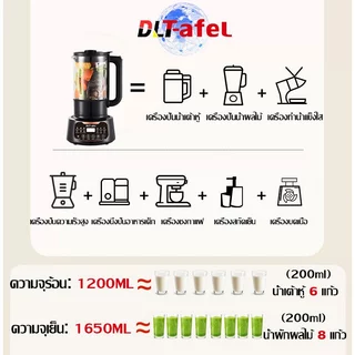 [รับประกัน 5 ปี] เครื่องปั่น ร้อนเย็นรอบสูง 12 ใบมีด ความเร็วสูง (1650 มล.) แก้วหนาพิเศษ ปั่นน้ำแข็งได้ น้ําผลไม้ พริก เครื่องปั่นน้ำผลไม้ เครื่องสมูทตี้ ทรงพลัง