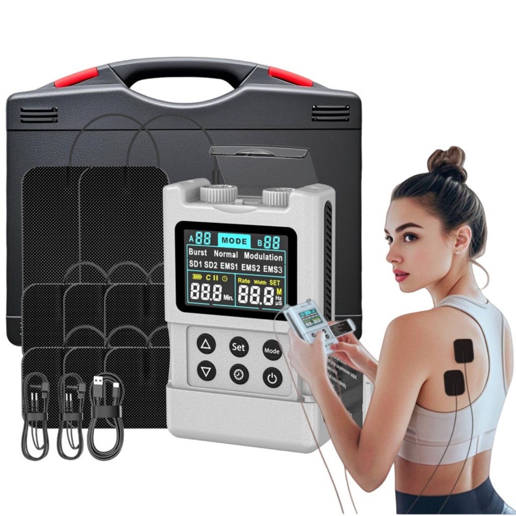MOSUKER ชาร์จ TENS EMS Unit เครื่องกระตุ้นกล้ามเนื้อเครื่องนวดไหล่คอสําหรับบรรเทาอาการปวดหลัง TENS เครื่องไฟฟ้าเรื้อรังกล้ามเนื้อผ่อนคลายนวด