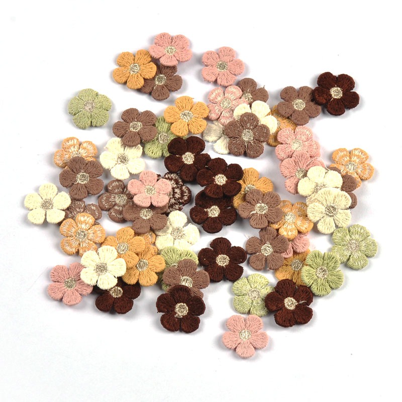 20pcs 21mm Mini ดอกไม้แพทช์เย็บปักถักร้อยเสื้อผ้าตกแต่งอุปกรณ์เย็บผ้า DIY Handmade หัตถกรรม Graments Appliques CP4325