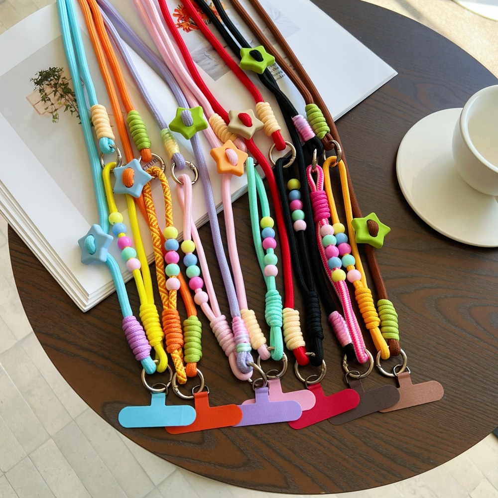 Creative Star ลูกปัด Knot โทรศัพท์มือถือ Universal Lanyard Crossbody เชือกโทรศัพท์ยาวสายคล้องไหล่เคสโทรศัพท์กลางแจ้งกระเป๋า Lanyard