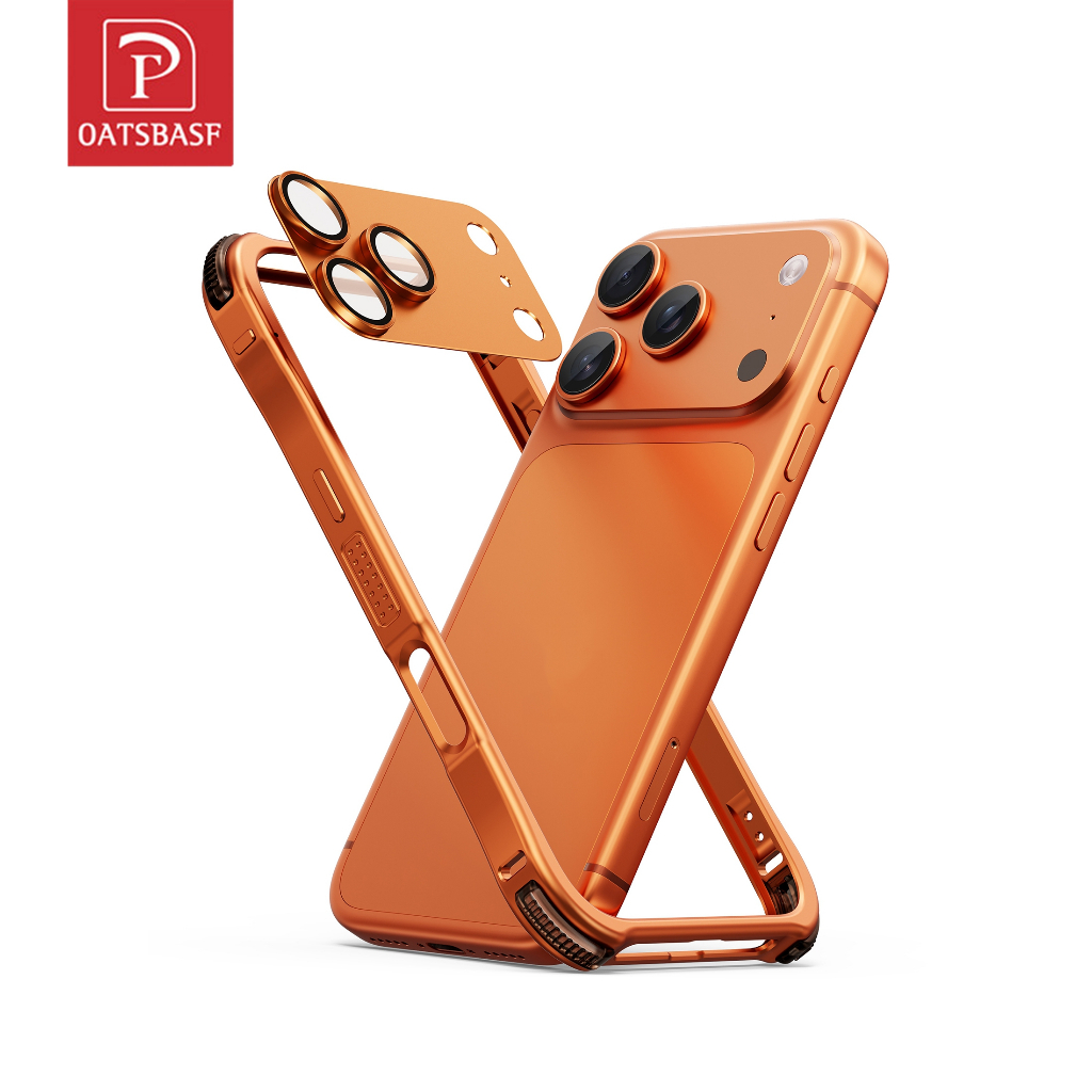 OATSBASF เคสโทรศัพท์ถุงลมนิรภัยโลหะรองรับการชาร์จไร้สายสําหรับ iPhone 17 ProMax / 17 Pro