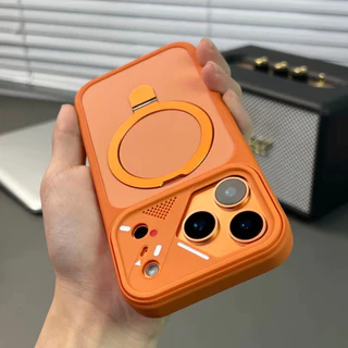 【AI Camera Button/With Bracket/Matte acrylic hard case/Orange】เคส compatible for iPhone 13 14 15 16 17 pro max case
