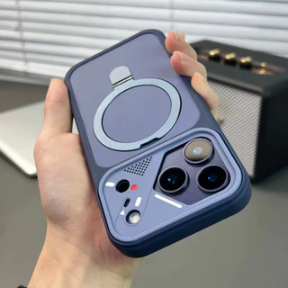 【AI Camera Button/With Bracket/Matte acrylic hard case/Orange】เคส compatible for iPhone 13 14 15 16 17 pro max case