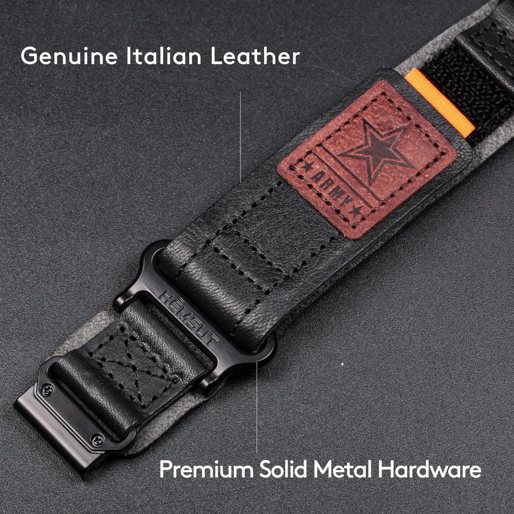 Hemsut Leather Quickfit Bands 26mm/22mm/20mm for Garmin Watch Fenix Tactix Epix Instinct Quatix Descent 5 สี (สายรัดเท่านั้น)