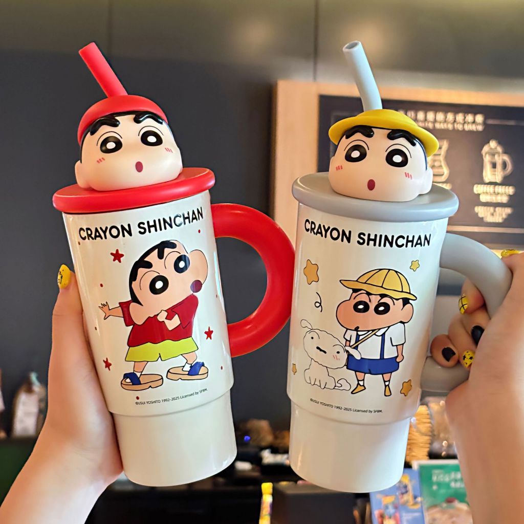 JIOJIA [มีสินค้าพร้อมส่ง]แก้วน้ำอุณหภูมิ ชินจัง สแตนเลส 316 มีหลอดดื่มและหูจับ สําหรับสำนักงาน