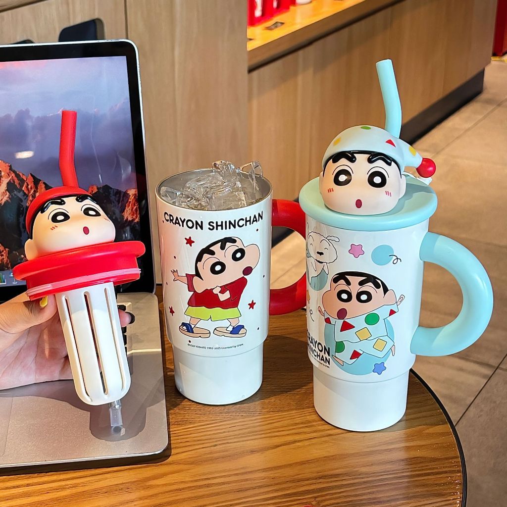 JIOJIA [มีสินค้าพร้อมส่ง]แก้วน้ำอุณหภูมิ ชินจัง สแตนเลส 316 มีหลอดดื่มและหูจับ สําหรับสำนักงาน - รูปที่ 7