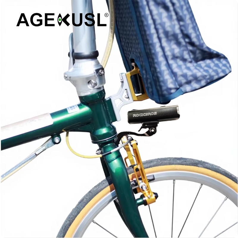 Agekusl อุปกรณ์เมาท์ขาตั้ง อะลูมิเนียมอัลลอย สําหรับวางไฟหน้ารถจักรยานแบบพับ Brompton