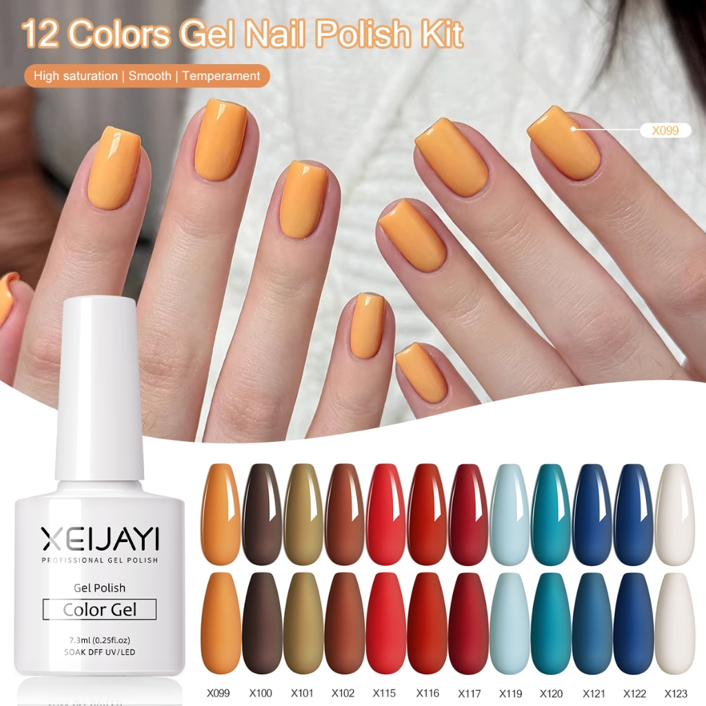 XEIJAYI 7.3 มล. - ชุดยาทาเล็บเจลสีแดง (12 สี) มีหลายชุดให้เลือก บรรจุในกล่องของขวัญ