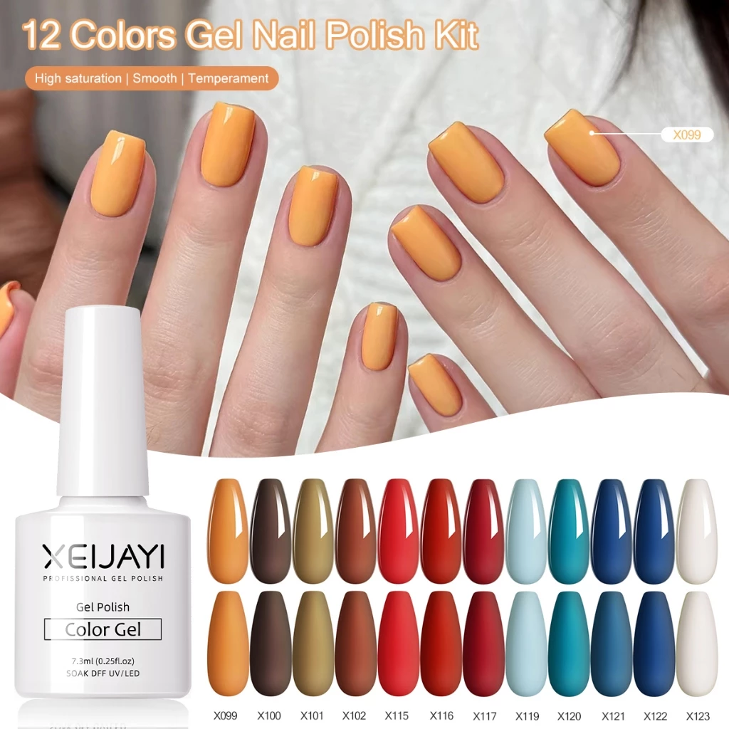 XEIJAYI 7.3 มล. - ชุดยาทาเล็บเจลสีแดง (12 สี) มีหลายชุดให้เลือก บรรจุในกล่องของขวัญ