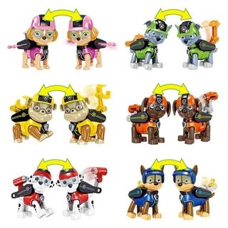 ชุดสุนัขแปลงร่าง Paw Patrol 7 ตัว พร้อมกระเป๋า เปลี่ยนร่างได้ ยิงดีดได้
