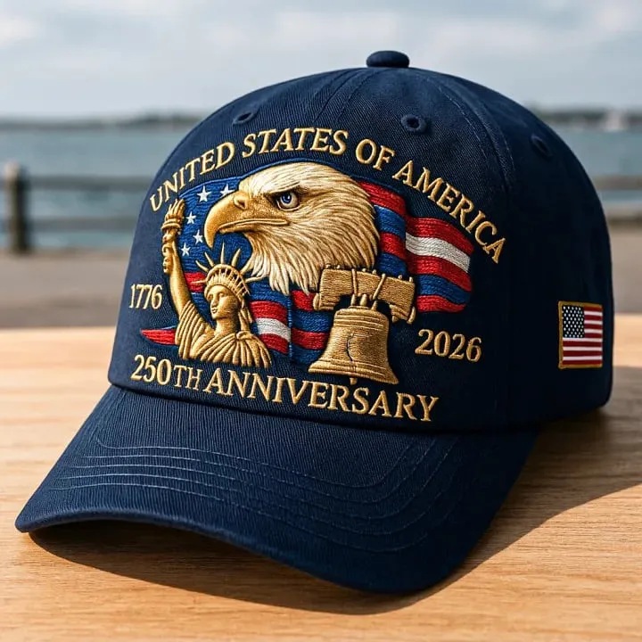Eagle & Liberty,สหรัฐอเมริกา 250th Anniversary Hat,250th Anniversary USA Hat,หมวกเบสบอลรักชาติเย็บปักถักร้อย Bald Eagle