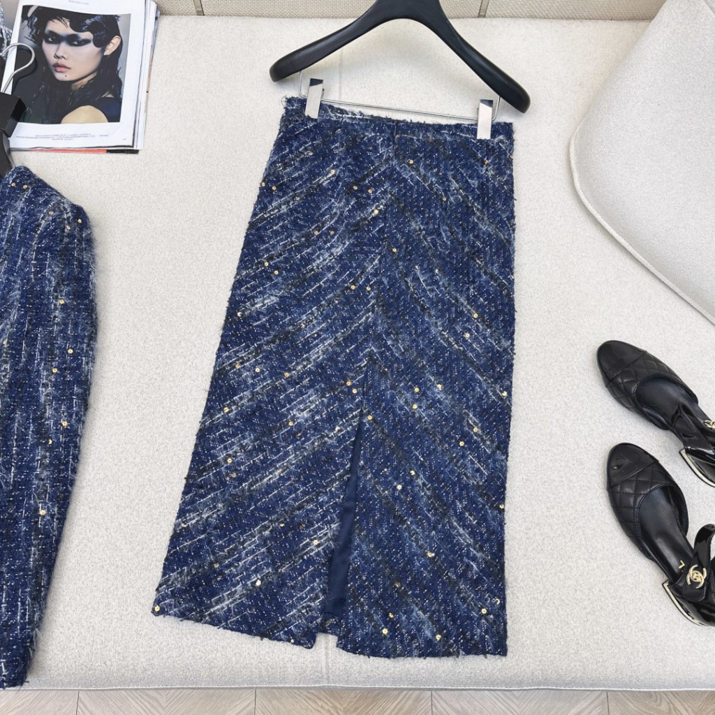 2026 ล่าสุด Cha Womens High เอว Blue Maxi กระโปรง Size:SL It7