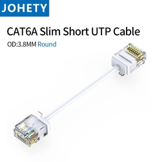 JOHETY 12/24 ชิ้น Cat6a สั้นแบน Ethernet Patch 28AWG RJ45 UTP สาย 1G สนับสนุน Cat 6 สายแพทช์สําหรับ NAS แผงสวิทช์ Flexiable