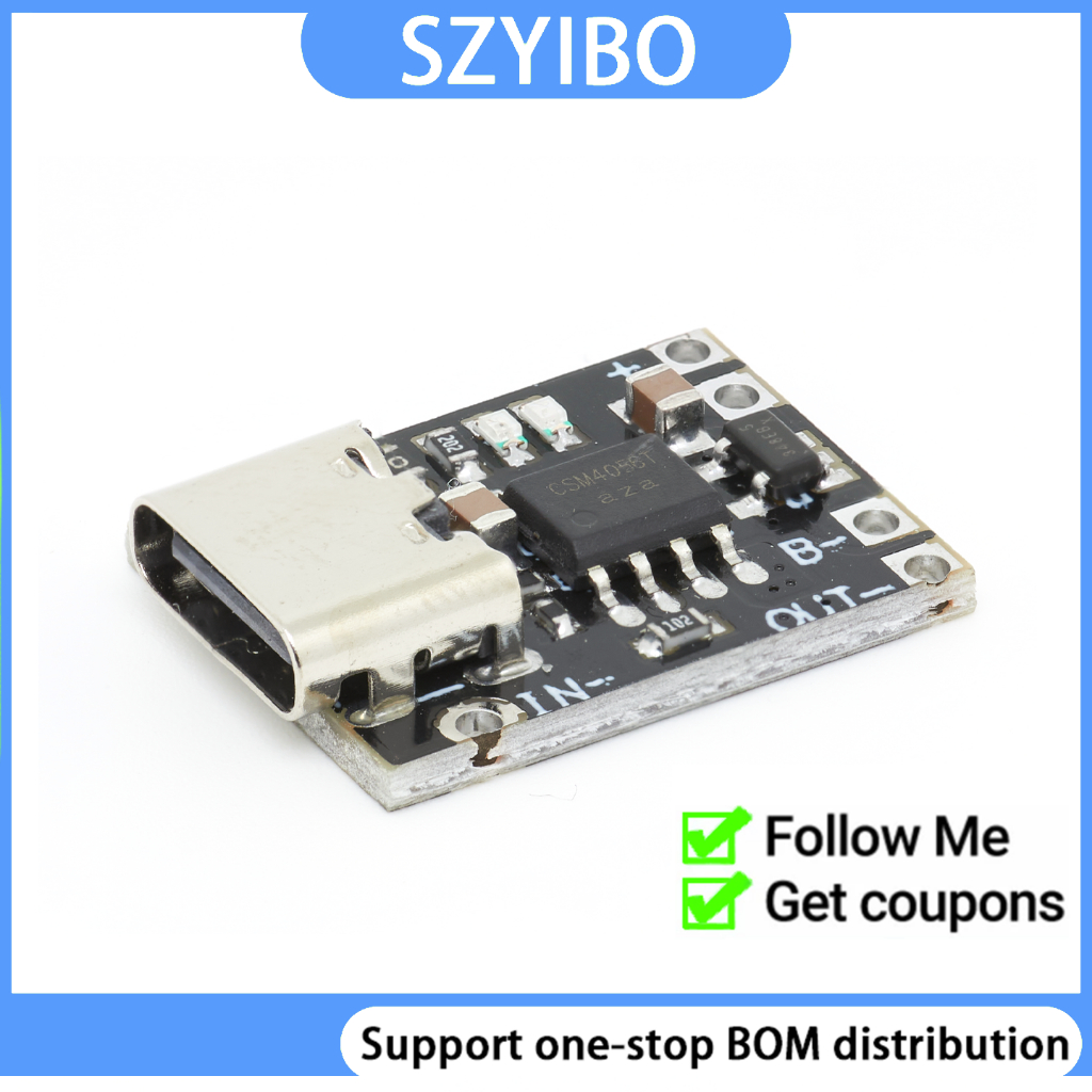 5 ชิ้นขนาดเล็กพิเศษสามหยวนแบตเตอรี่ลิเธียมชาร์จบอร์ด 1A 3.7V4.2V โมดูลเครื่องชาร์จอินเทอร์เฟซ Type-C พร้อมแผ่นป้องกัน