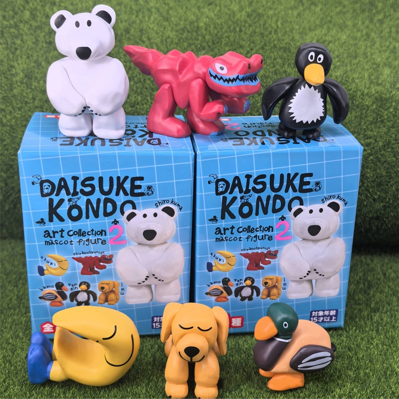 6 ชิ้น/เซ็ตในสต็อก Qualite Daisuke Kondo Art Collection Series Penguin ไดโนเสาร์หมีขั้วโลก Moon Puppy สัตว์ตัวเลขการกระทําคอลเลกชันตกแต่งของเล่น