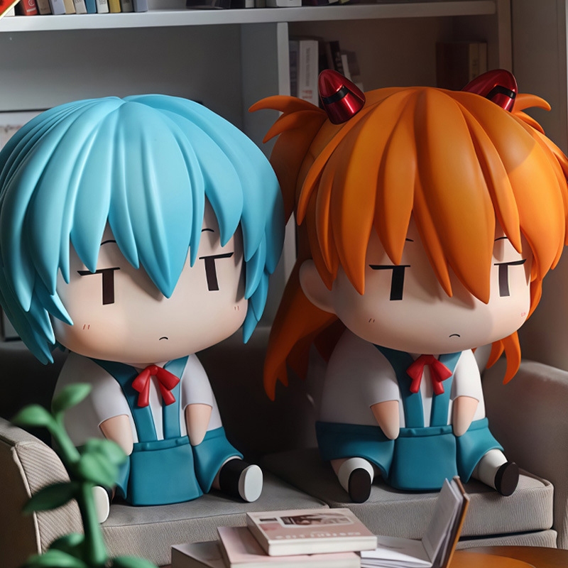 Fate/Stay Night Altria Pendragon Neon Genesis Evangelion Q-Version Ayanami Rei และ Asuka น่ารักสร้างสรรค์อะนิเมะการ์ตูนหุ่นรุ่นเดสก์ท็อปแฟชั่นตกแต่ง