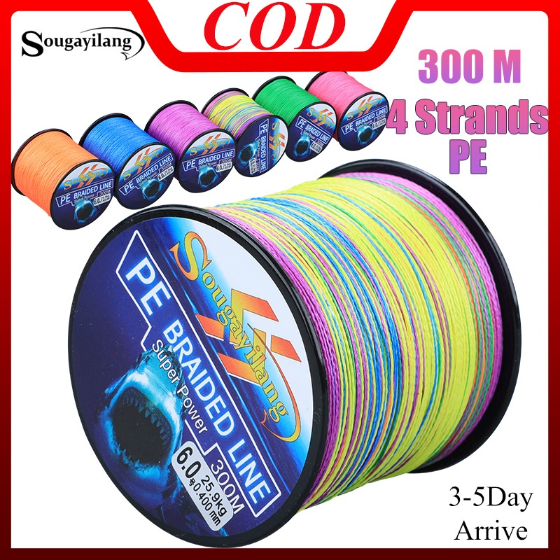 Sougayilang 6 สี สายตกปลา Senar Pancing 300 เมตร Super Power PE สายเบ็ดตกปลา แพนเซอร์เกียร์