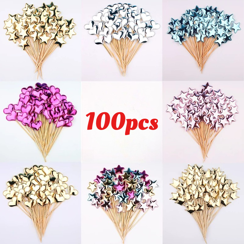 100 ชิ้น/แพ็ควันวาเลนไทน์ PU หนังมันหัวใจชุดเค้ก topper plug-in baking props ตกแต่งขนมวัสดุ