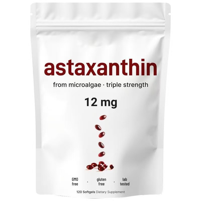 Natural Astaxanthin Soft Capsules 120 แคปซูล สารต้านอนุมูลอิสระ Anti-aging Eye Care Brightens Skin Tone