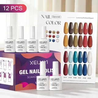XEIJAYI 7.3 มล. - ชุดยาทาเล็บเจลสีแดง (12 สี) มีหลายชุดให้เลือก บรรจุในกล่องของขวัญ