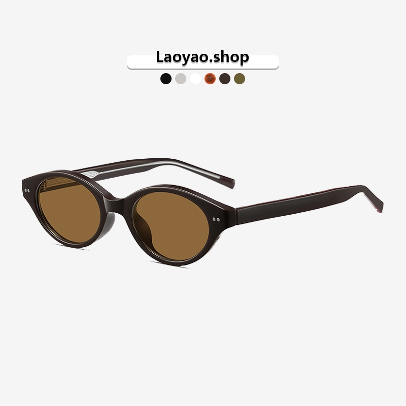Laoyao.shop ยุโรปและอเมริกา Retro Cat Eye แว่นตากันแดดโพลาไรซ์กรอบเล็กสําหรับผู้ชายและผู้หญิง TR90 คนดัง Street สไตล์ Sun Protection GM แว่นตากันแดดสไตล์เดียวกัน S055