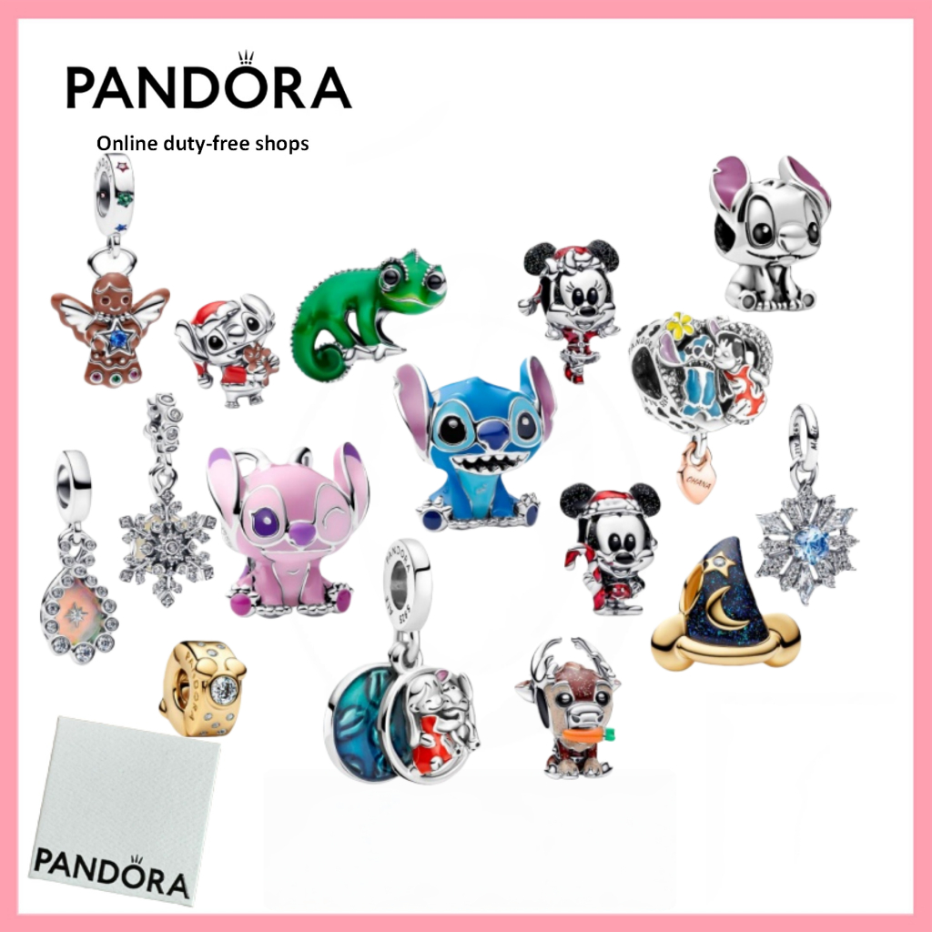 100% S925 เครื่องประดับเงินแท้พร้อมกล่องใหม่เครื่องประดับ Disney Mickey Minnie Mouse Snowflake Infinity Gingerbread Angel Tangled Pascal เปลี่ยนสี Charm