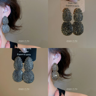 เดรเจว ต่างหูสตั๊ด พลอยเทียม หยดน้ําคู่ผู้หญิงสไตล์วินเทจสีท…