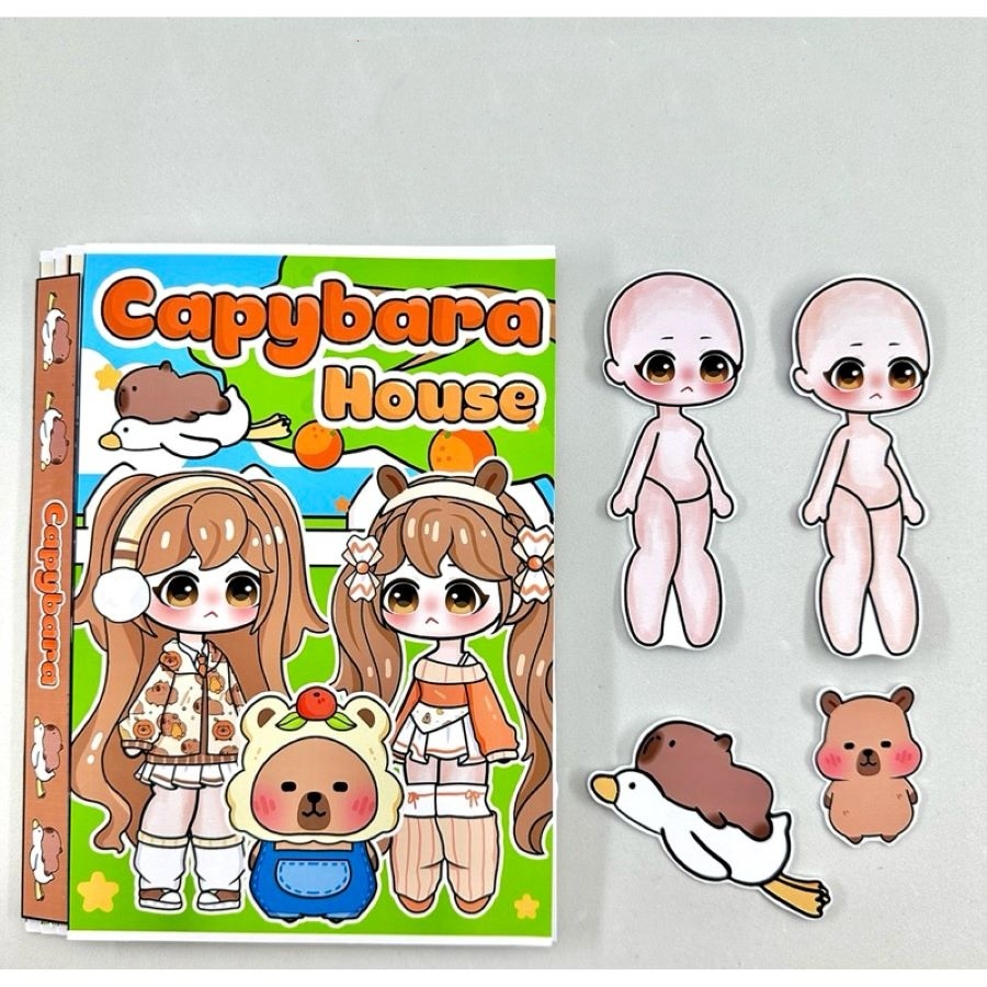 Capybara Travel Case หนังสือเงียบสําหรับเด็กความเครียดบรรเทาตัดและวาง DIY ชุดผลิตภัณฑ์สําเร็จรูปไม่จําเป็นคู่มือ DIY ตัดและประกอบ