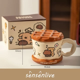 SENSENLIVE แก้วน้ำเซรามิกคู่ น่ารัก 🎀🎁 พร้อมฝาปิด ชุดกล่องของขวัญ มูลค่าสูง ของขวัญวันเกิดสาว ของขวญั ปัจฉมิ