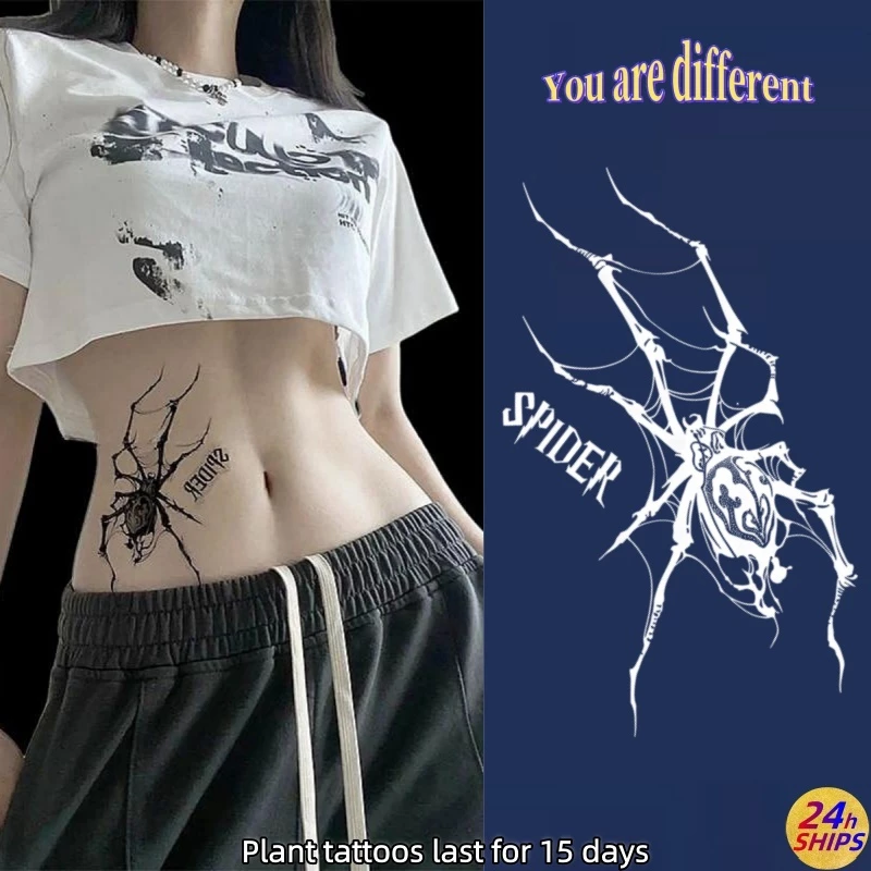 สติกเกอร์รอยสักชั่วคราว รูปแมงมุม กันน้ํา ติดทนนาน 15 วัน
