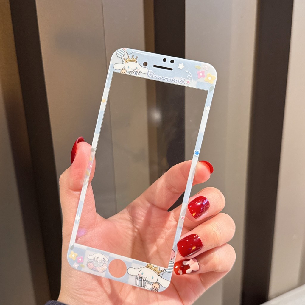 IPhone 4 4S 5 5S SE 1 2 3 น่ารักการ์ตูนขอบปกป้องหน้าจอ HelloKitty โปร่งใสกระจกนิรภัยป้องกันฟิล์ม