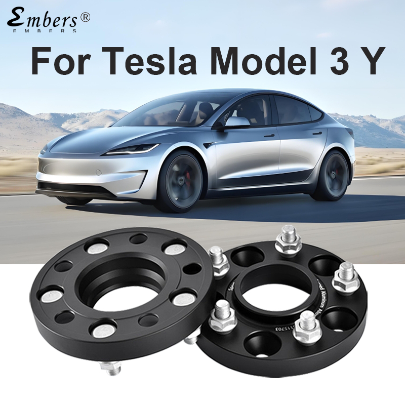 Embers สําหรับ Tesla รุ่น 3 Y PCD 5X114.6 CB 64.1 M14X1.5 สีดําปลอมอลูมิเนียมล้อ Spacer Hub อะแดปเตอ