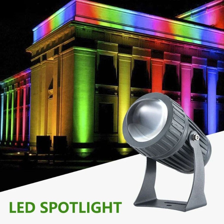 RGBW มุมแคบ LED สวนไฟสนามหญ้า 220V กลางแจ้ง LED Spotlight โปรเจคเตอร์สําหรับอาคารกลางแจ้งตกแต่งภูมิทัศน์