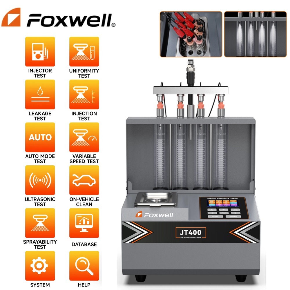 FOXWELL JT400 เครื่องทําความสะอาดเครื่องทดสอบหัวฉีดน้ํามันเชื้อเพลิง, เครื่องทําความสะอาดหัวฉีดอัลตร