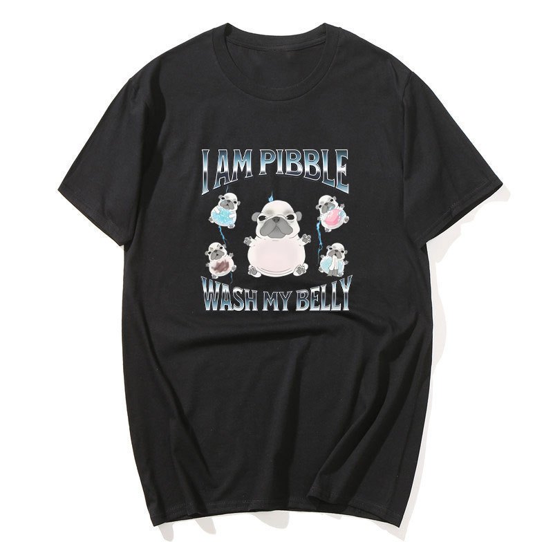 เสื้อยืดกราฟิกน่ารัก Pibble สุนัข Meme สำหรับทั้งชายและหญิง แขนสั้น ใส่สบาย