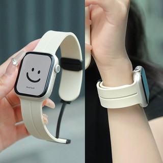 สายนาฬิกาซิลิโคนนุ่มแม่เหล็ก สำหรับ Apple Watch Series 11/10/9/8/7/6/5/4/3 Ultra 2/1 ขนาด 38/40/41/42/44/45/46/49 มม.