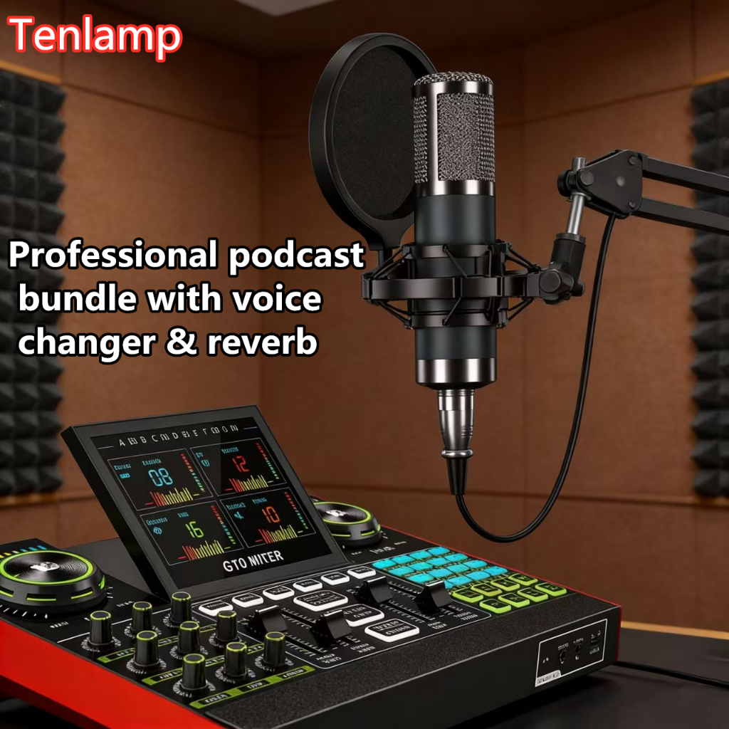 Tenlamp Condenser Mic & Audio Mixer | เสียงรบกวน | ต้องมีสําหรับ Podcast & Live Gaming