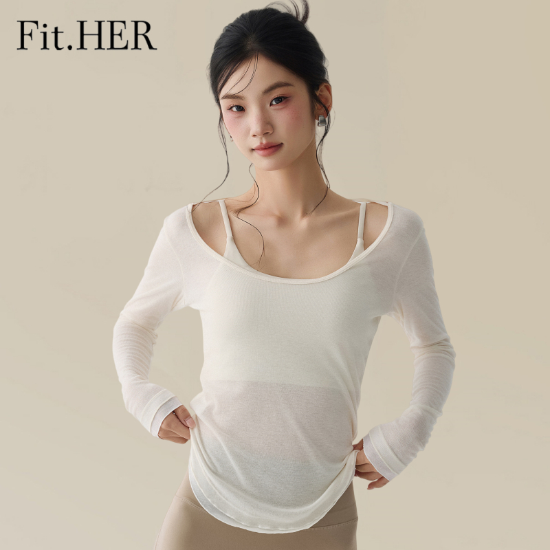Fit.HER Sport Top แขนยาว สำหรับโยคะและฟิตเนส ระบายอากาศได้ดี