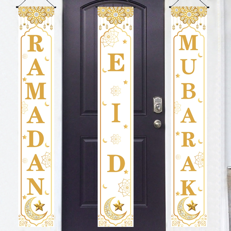 2/3pcs180x30 ซม.Eid Ramadan Mubarak แบนเนอร์ประตูสีดําทอง Moon Castle ม่านประตูรอมฎอน Kareem ตกแต่งสําหรับบ้าน 2026 อิสลามมุสลิม Party Decor Eid ของขวัญ - รูปที่ 7